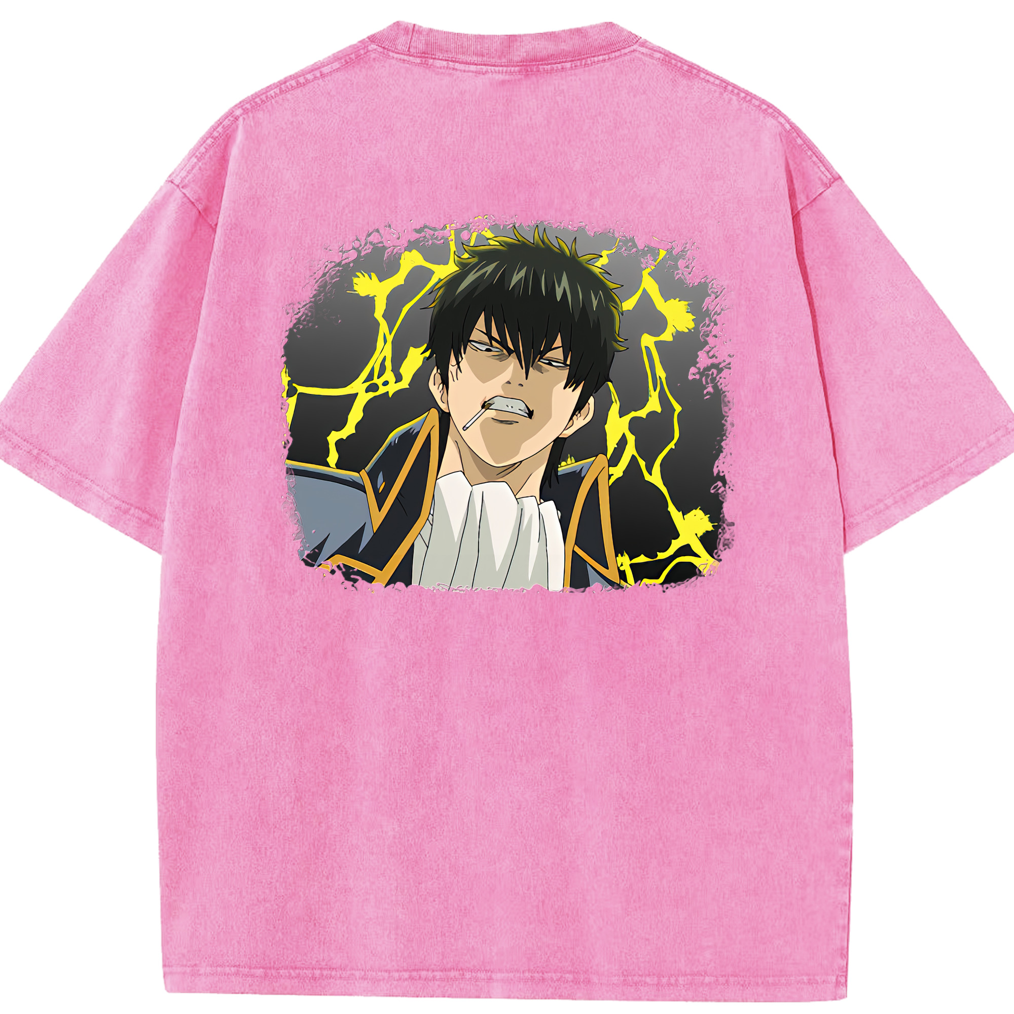 （画像用） ぎんたま 坂田銀時（さかたぎんとき） 神楽 志村新八（しむら しんぱち） GINTAMA Sakata Gintoki Kagura Shimura Shinpachi 綿100% ヴィンテージ風 半袖Tシャツ（背面プリント）